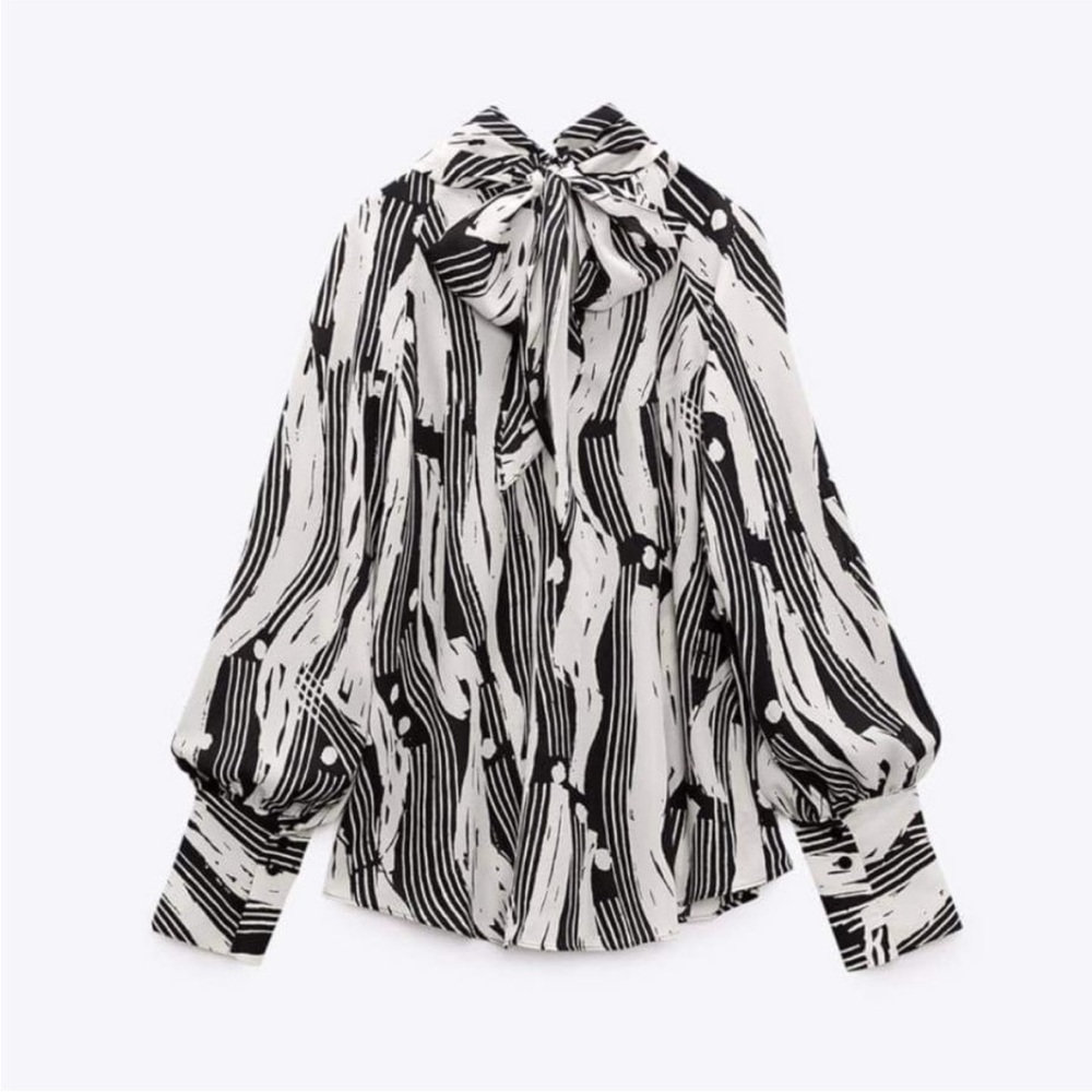 Zara Tied Print Blouse